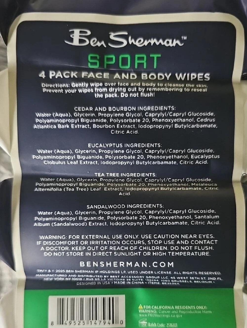 NWT 8 pack Ben Sherman face Body  Cedar Bourbon Sandalwood  Eucalyptus Grooming